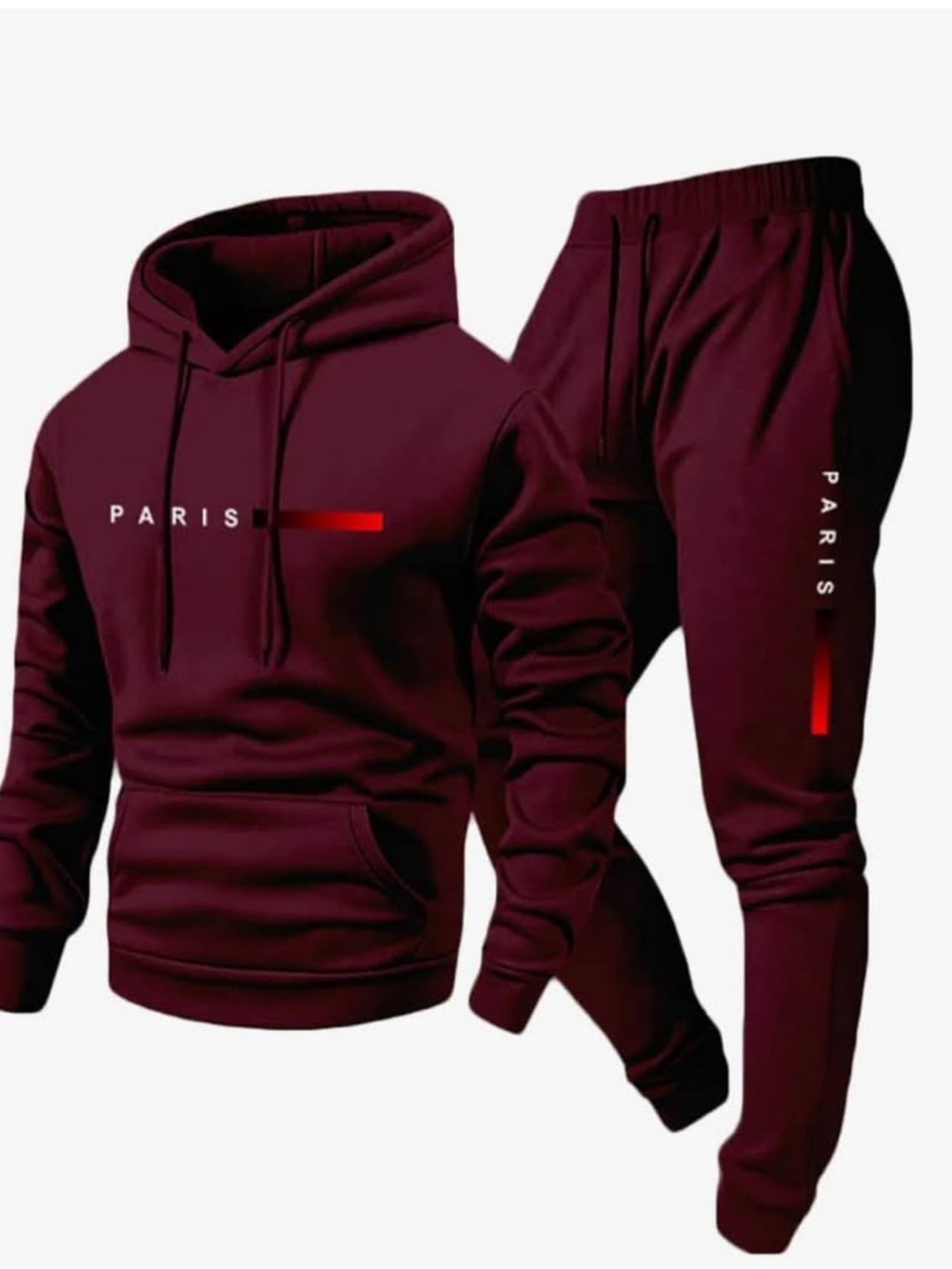 Burgundy, Red, Green, Royal Blue, & Light Blue 'PARIS' Hoodie & Jogger Sets - Picture 5 of 6
